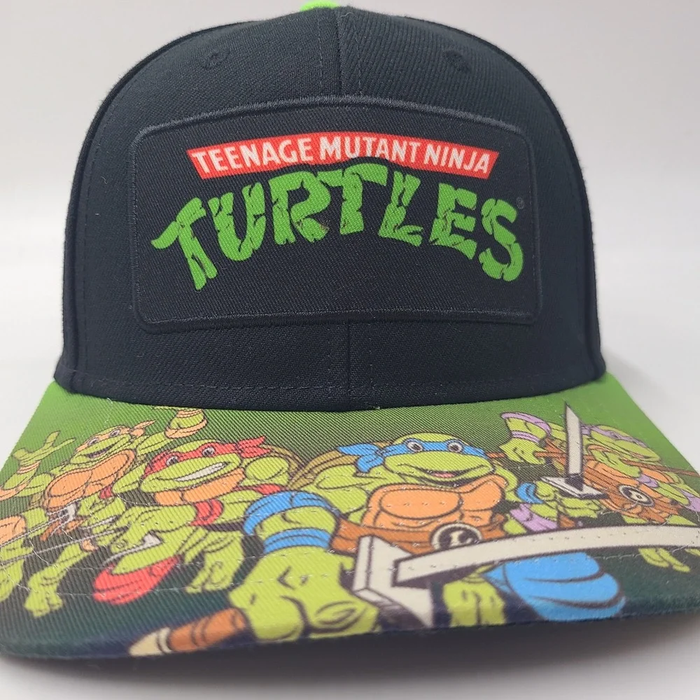 Teenage Mutant Ninja Turtles Hat Snapback Nickelodeon Black Green TMNT Logo Men
